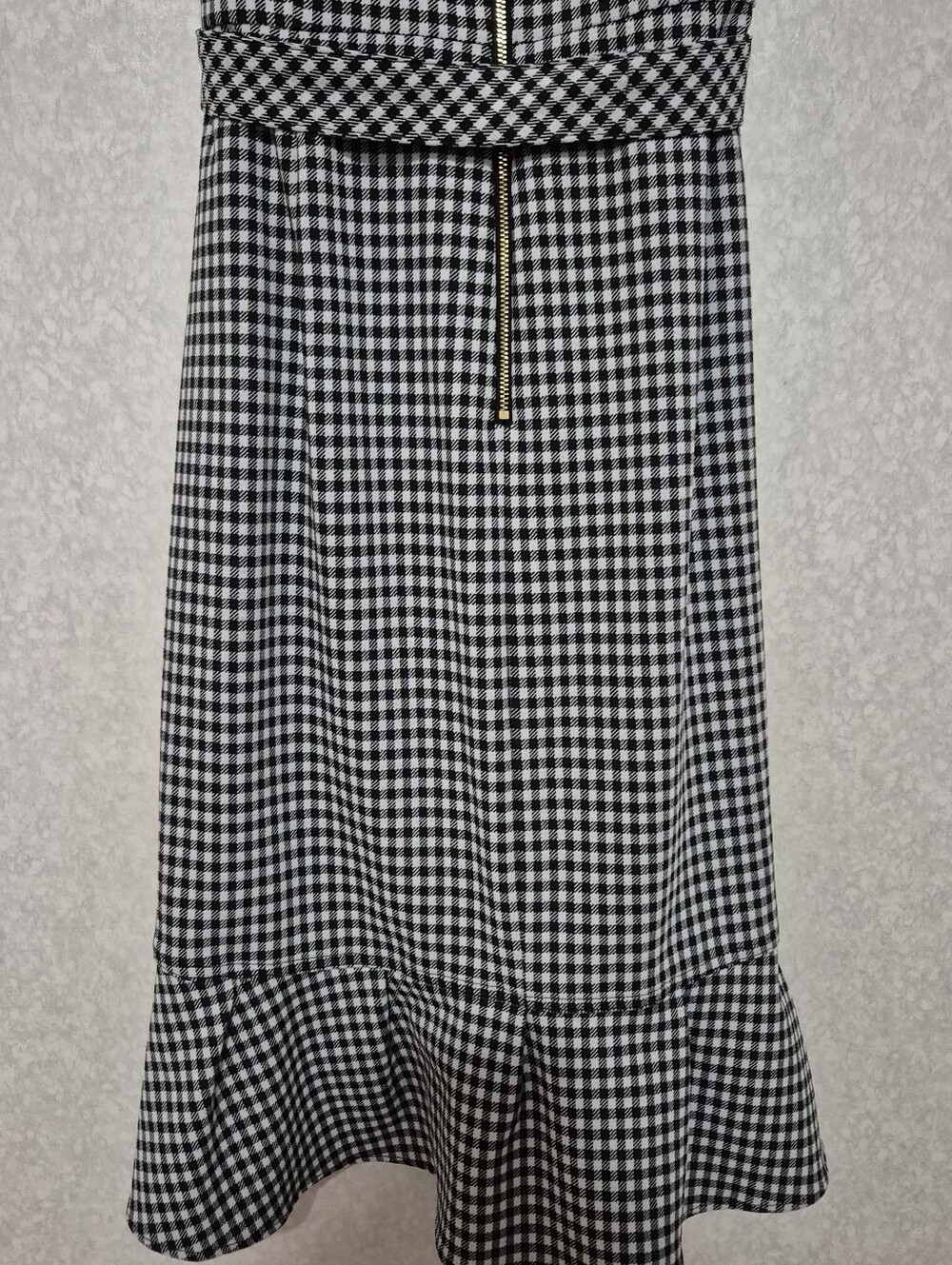 Calvin Klein Black and White Belted Gingham Ruffle Hem Midi Dress..Size:12 - Picture 8 of 11